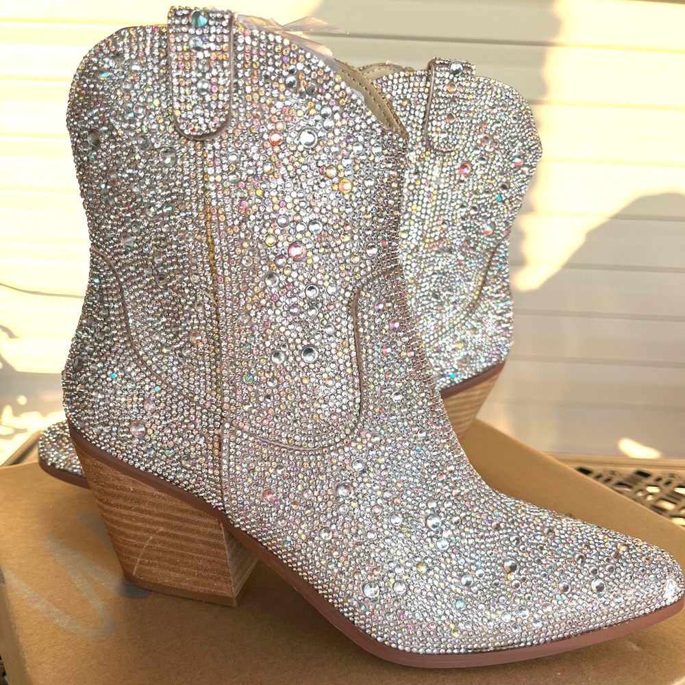 New all rhinestone cowboy boots size 7 - Picture 4 of 4